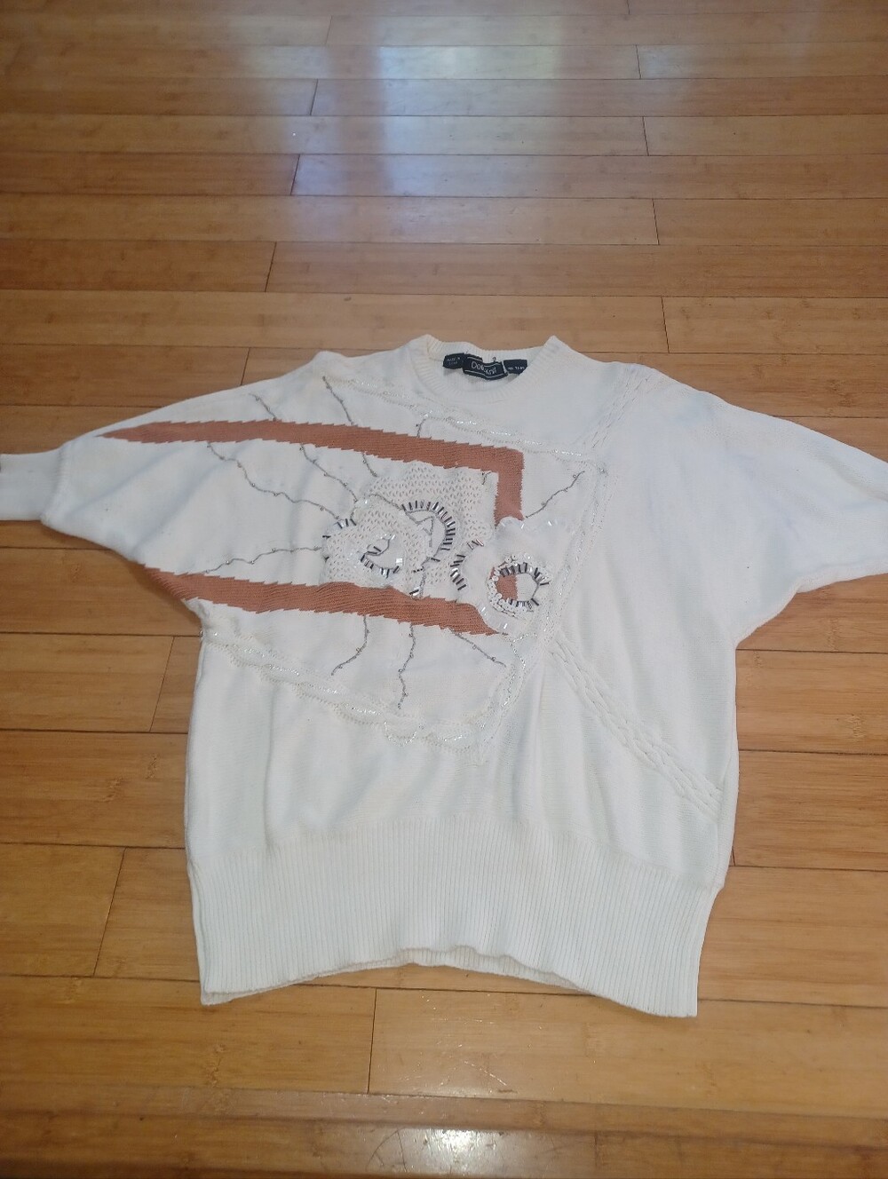 Vintage 80s Crew Neck Beaded Sweater